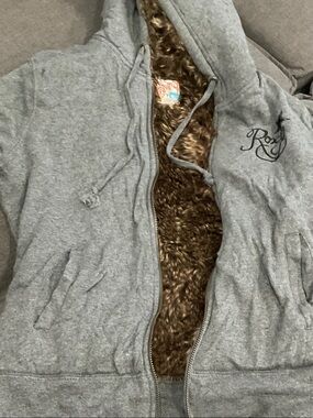 Roxy Gray Hooded  Jacket with Faux Fur Lining